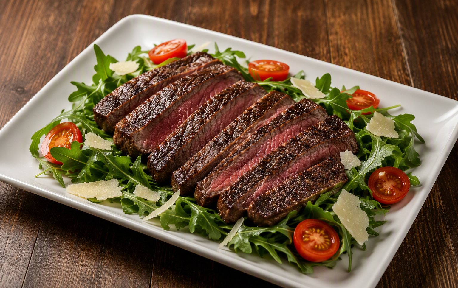 Tagliata di manzo con rucola e pomodorini